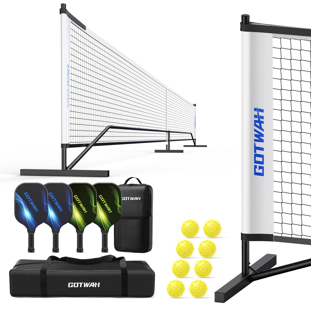 GOTWAH Portable Pickleball Set with Net for Driveway - 22FT Regulation Size P...