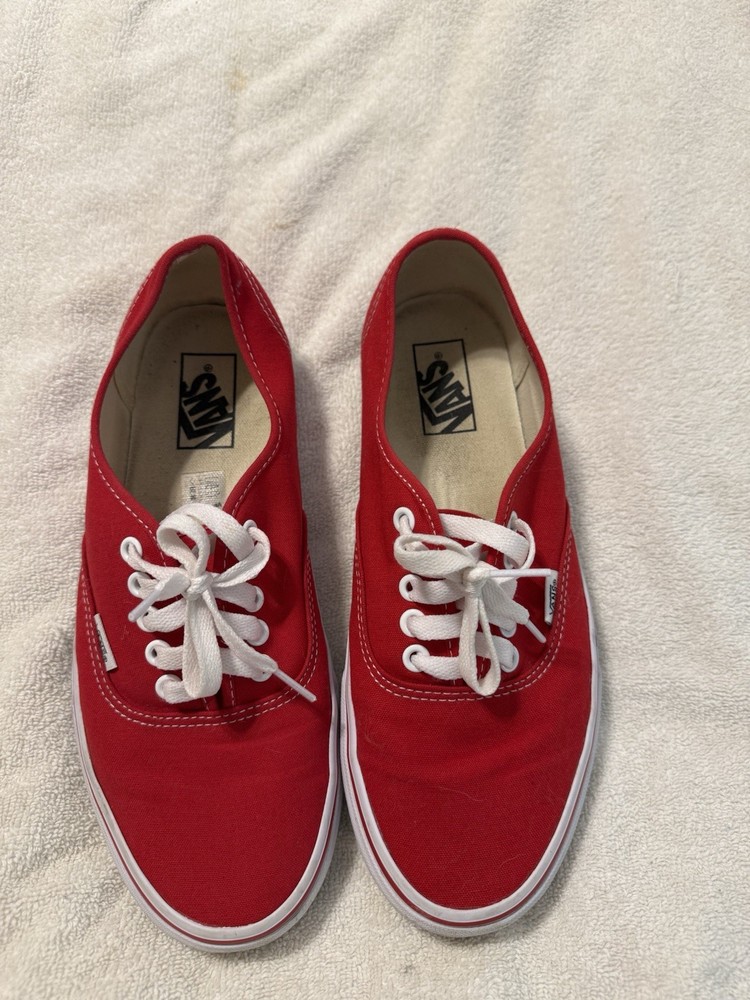 VANS Authentic Red Canvas Men's Sneakers Lace Up Comfort Size 10.5