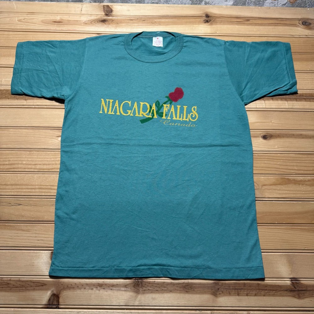 Vintage 90s Niagara Falls Canada Rose Graphic Tourist Souvenir T-Shirt - Medium
