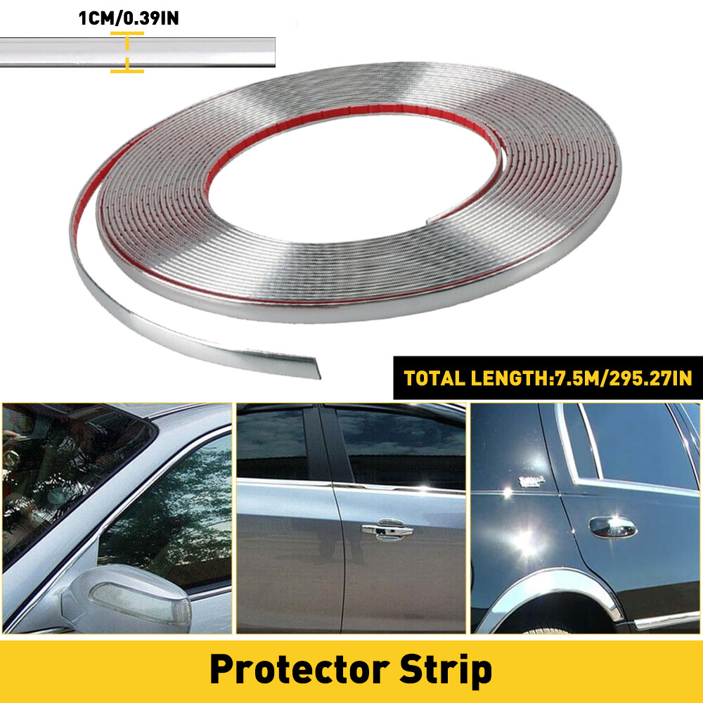 25Ft 10mm Chrome Car Door Molding Strip Trim Body Window Bumper Protector Guard