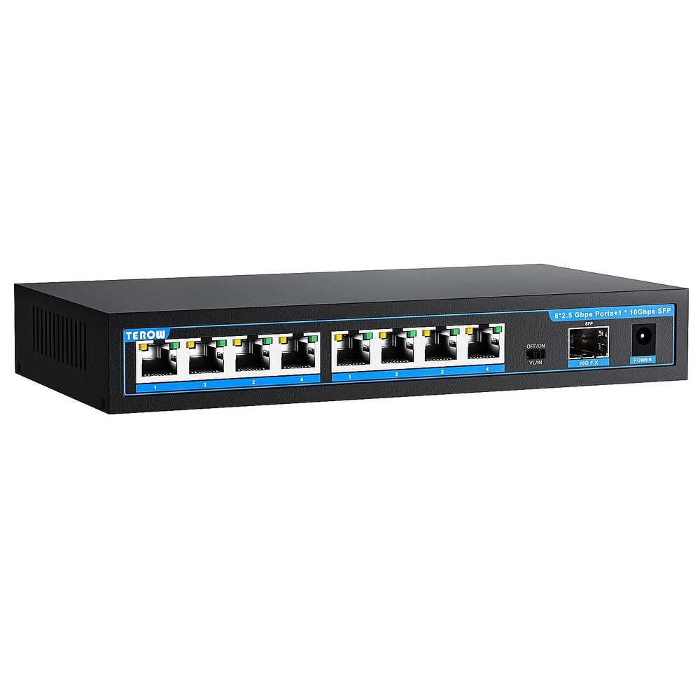 9-Port 2.5G Ethernet Switch Unmanaged, 8 x 2.5G Base-T & 1 x 10G SFP, Multi-S...