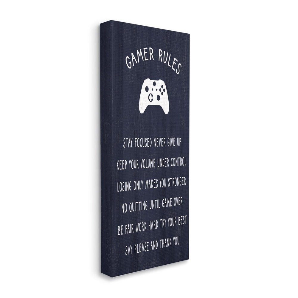 Stupell Blue Gamer Rules Motivational Phrases for Kids Decor