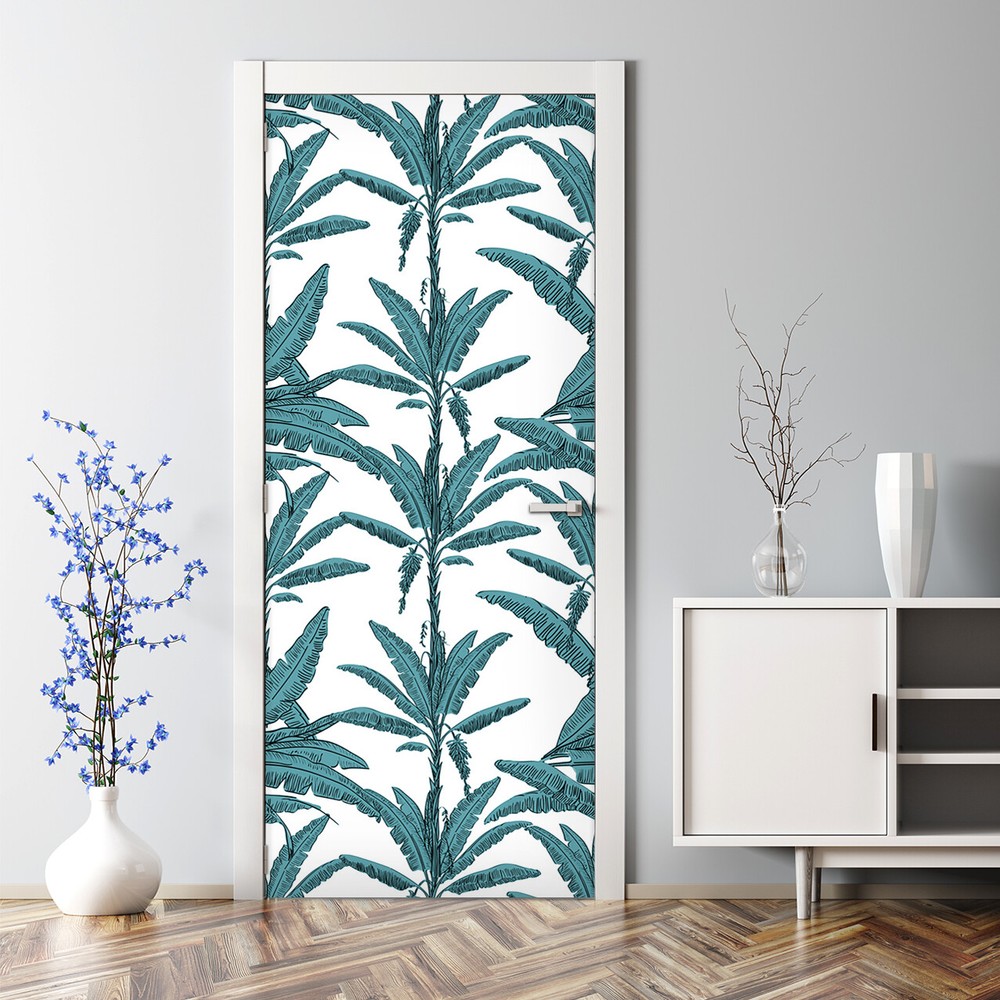 Removable Door sticker Exotic Palm Branches Self adhesive Exotic Palm Home Decor