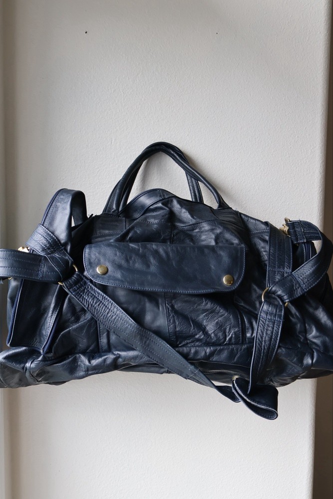 Vintage Handmade Leather Duffel Bag Travel Gym Sports Overnight Weekend cabin