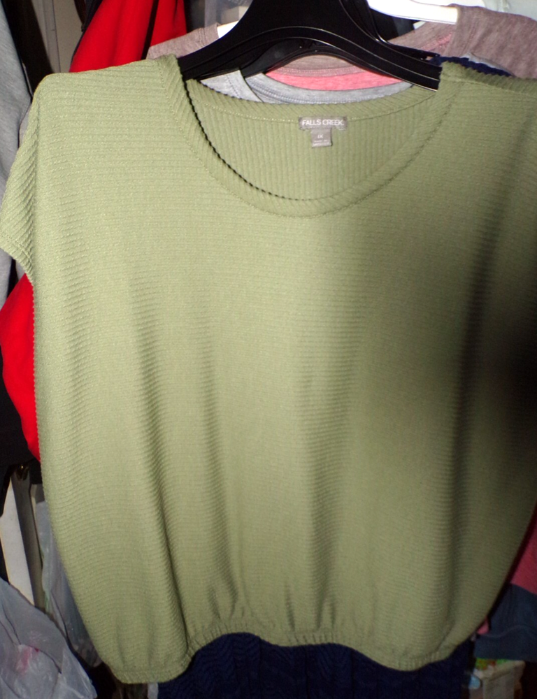 2 Falls Creek Size 1X Lavender Green Cap Sleeve Knit Tops Blouses R2