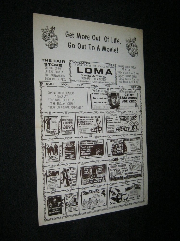 Terence Hill Original Socorro NM Planet of the Apes Hitchcock Frenzy Joe Kidd Mash Poster