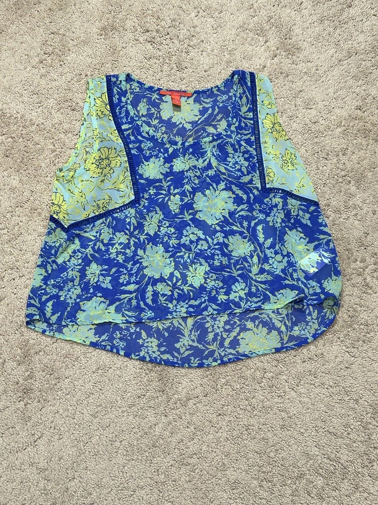Chelsea & Violet Womens Shirt Size Small Multicolor Floral Print Crochet Flowy