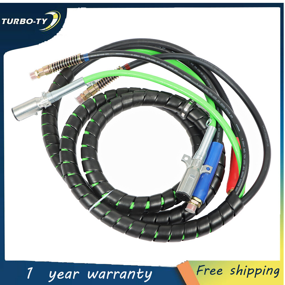15ft 3-in-1 ABS Air Line Hose Wrap with 7-Way Electrical Cable for Semi Truck Trailer-image