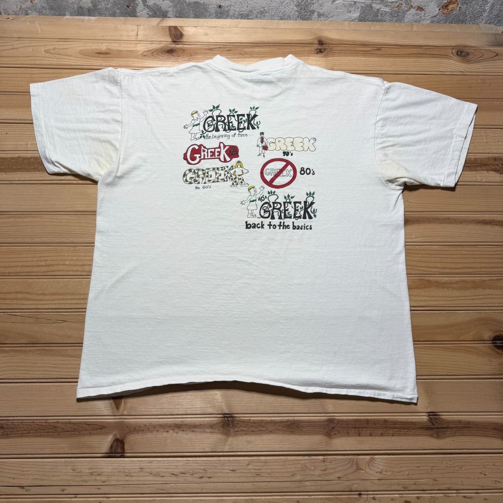 Vintage 1992 Back To Greek Week Event Fraternity Sorority Graphic T-Shirt USA XL
