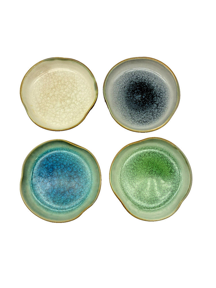 All’Asta Dipping Bowls Trinket Dishes Crackle Glazed Finish Set Of 4