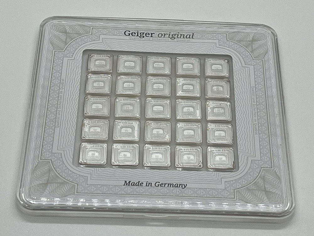 RARE GEIGER Edelmetalle 25 gram (25 X 1g) .999 Silver Square in Assay