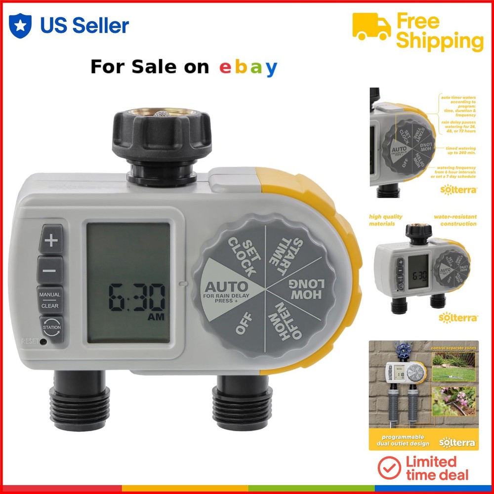 Hose Timer Metal Gray 6 Settings Watering up to 240 Minutes Spray