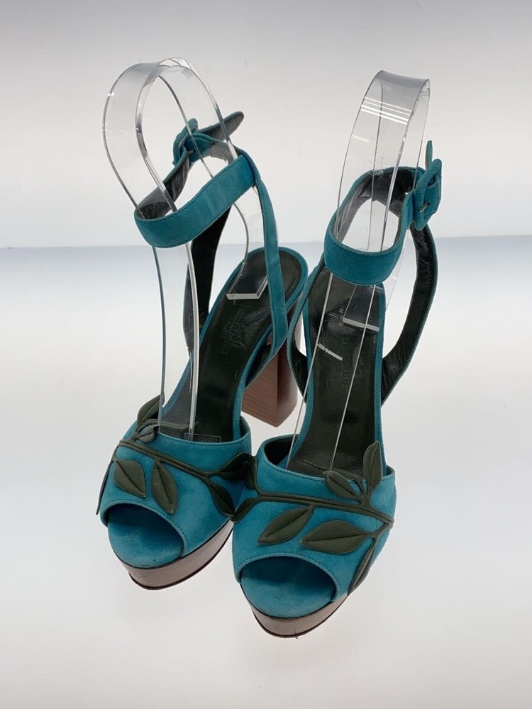 Authentic HERMES D'Orsay Sandal Size 35 Blue Suede Preowned Japan