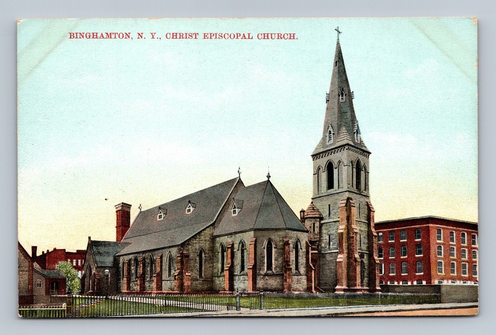 Binghamton NY Christ Episcopal Church Vintage Postcard C.S. Woolworth Co.