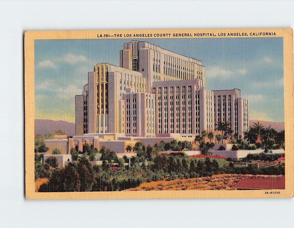 Postcard Los Angeles County General Hospital Los Angeles California USA