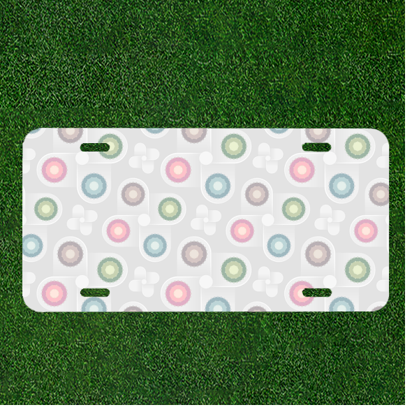 Custom Personalized Car License Plate With Seamless Pattern Pastels Background