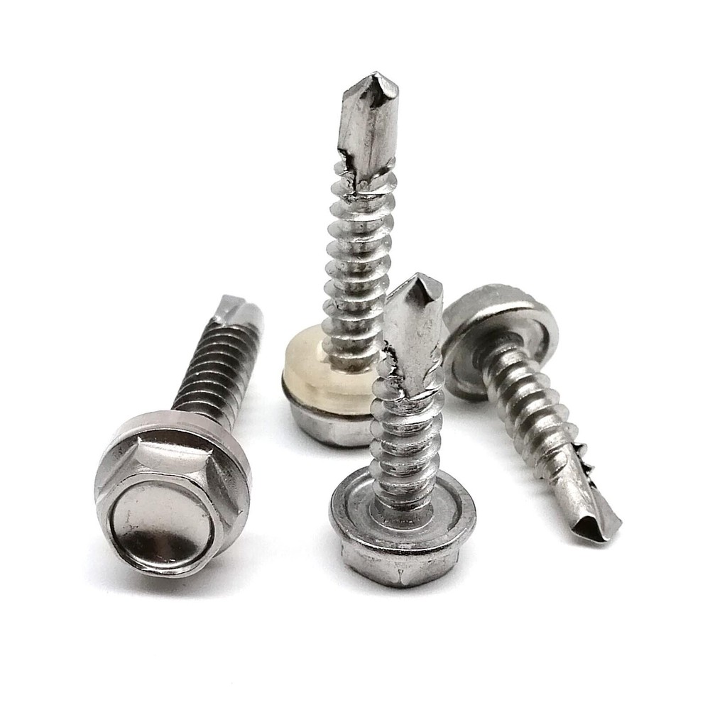 10pcs M4.2-M6.3 410 Stainless Steel External Hexagon Flange Head Drill Tail Self