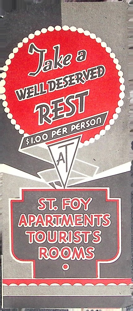 Vintage Quebec City Canada Tourist Map St Foy Apartments Travel Brochure