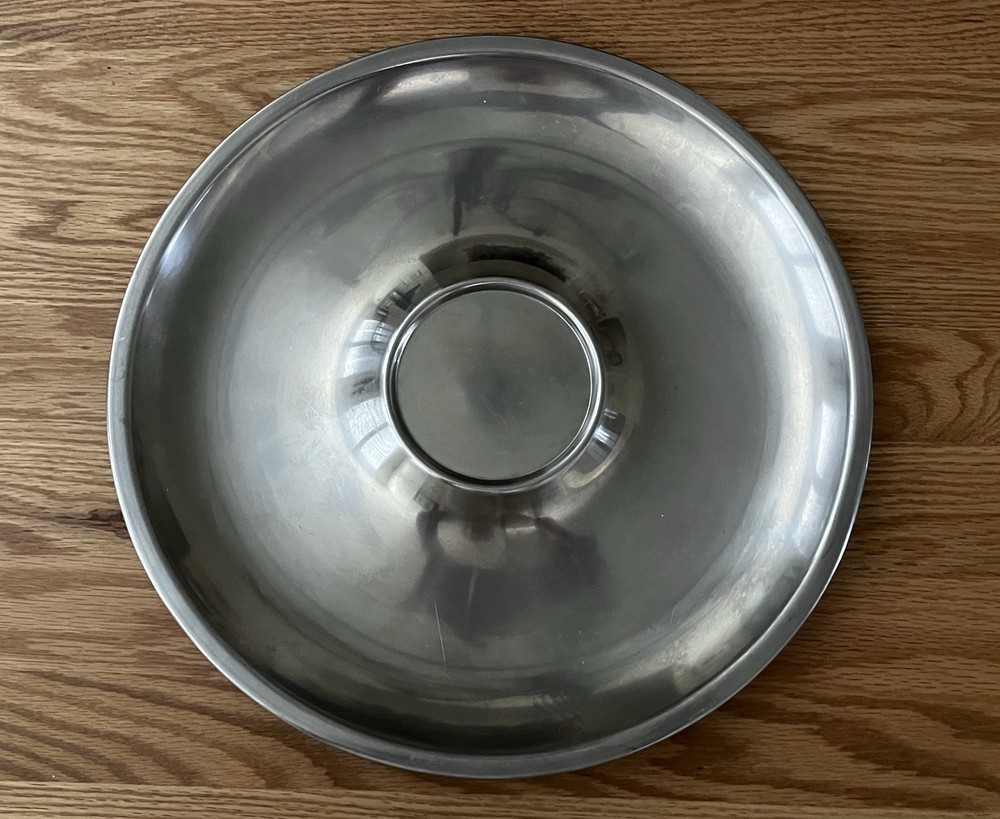 Vintage Denmark Stainless Steel Silver Round Serving Platter/ Appetizer Tray