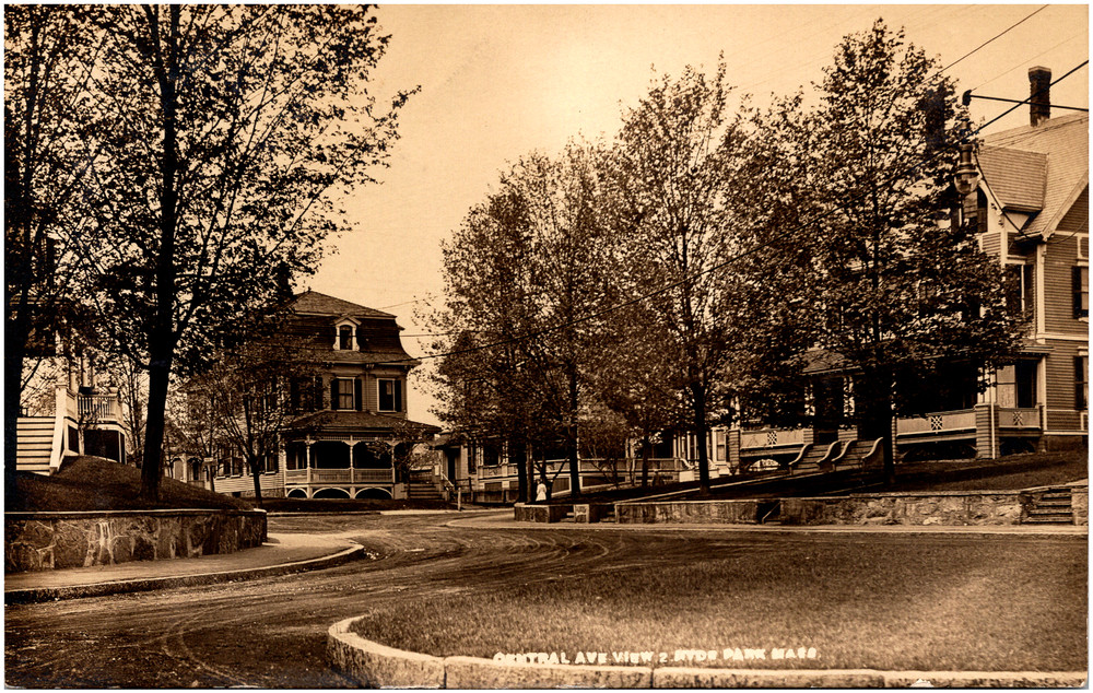 Central Avenue View in Hyde Park Massachusetts MA Houses 1900s RPPC Postcard