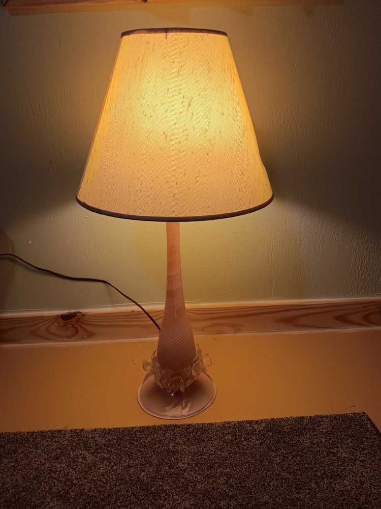 Murano Vintage Glass Flower Pink Gold Lamp