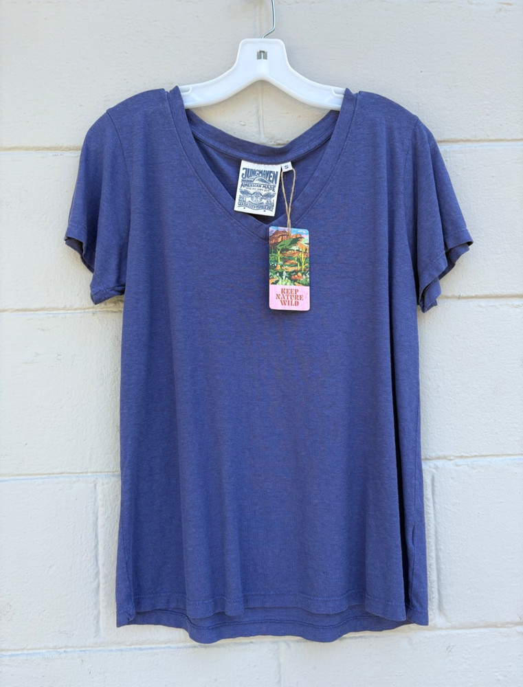 NWT Jungmaven Paige V-neck T-shirt Wisteria Hemp Organic Cotton Medium
