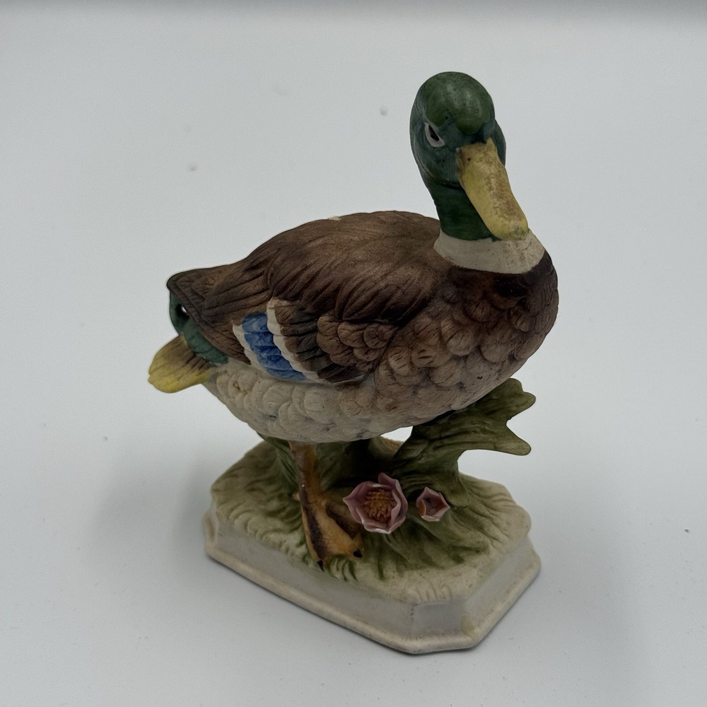 Vintage Mallard Duck Figurine Ceramic Porcelain Bird Statue C-8807