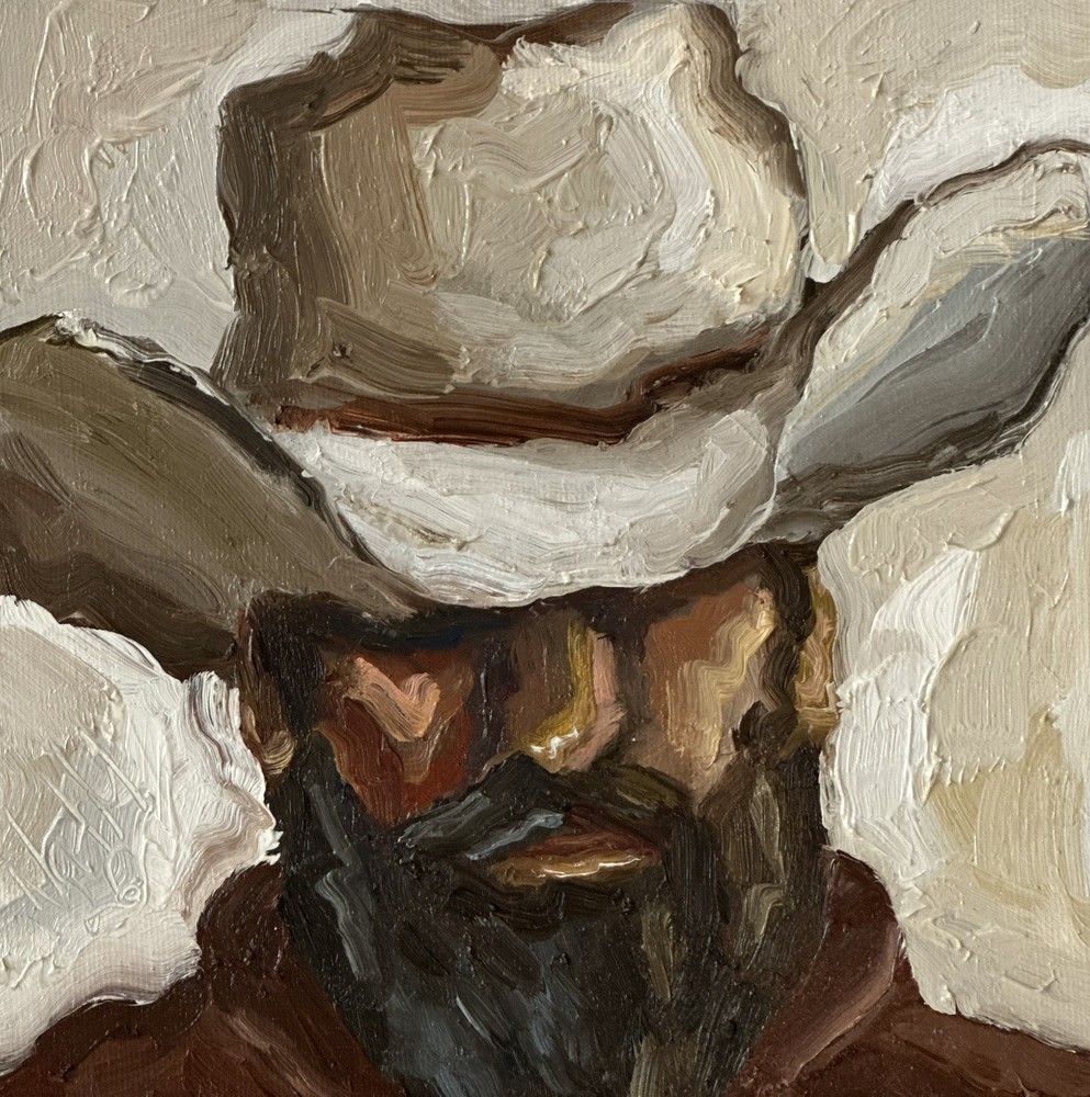 Cowboy Western Oil Painting: Horse Original Artwork Ranch Semi Abstract Fine Art