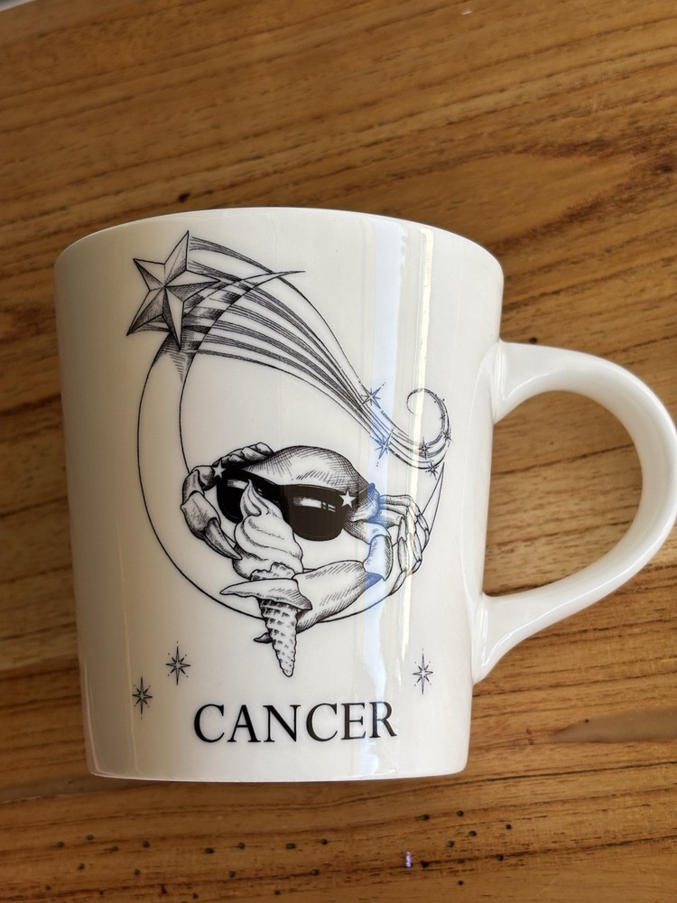 Williams Sonoma Rory Dobner Cancer Zodiac White Coffee Mug, NWOT
