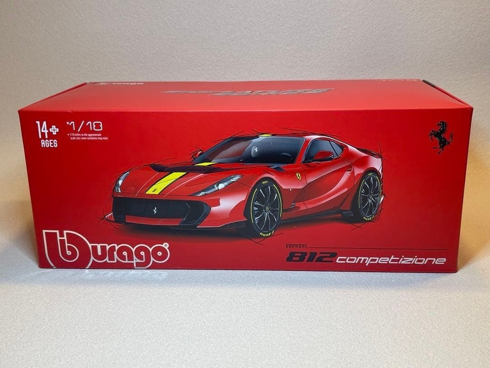 Bburago 1/18 Scale Signature Ferrari 812 Competizione Red / Race Sports Car Die