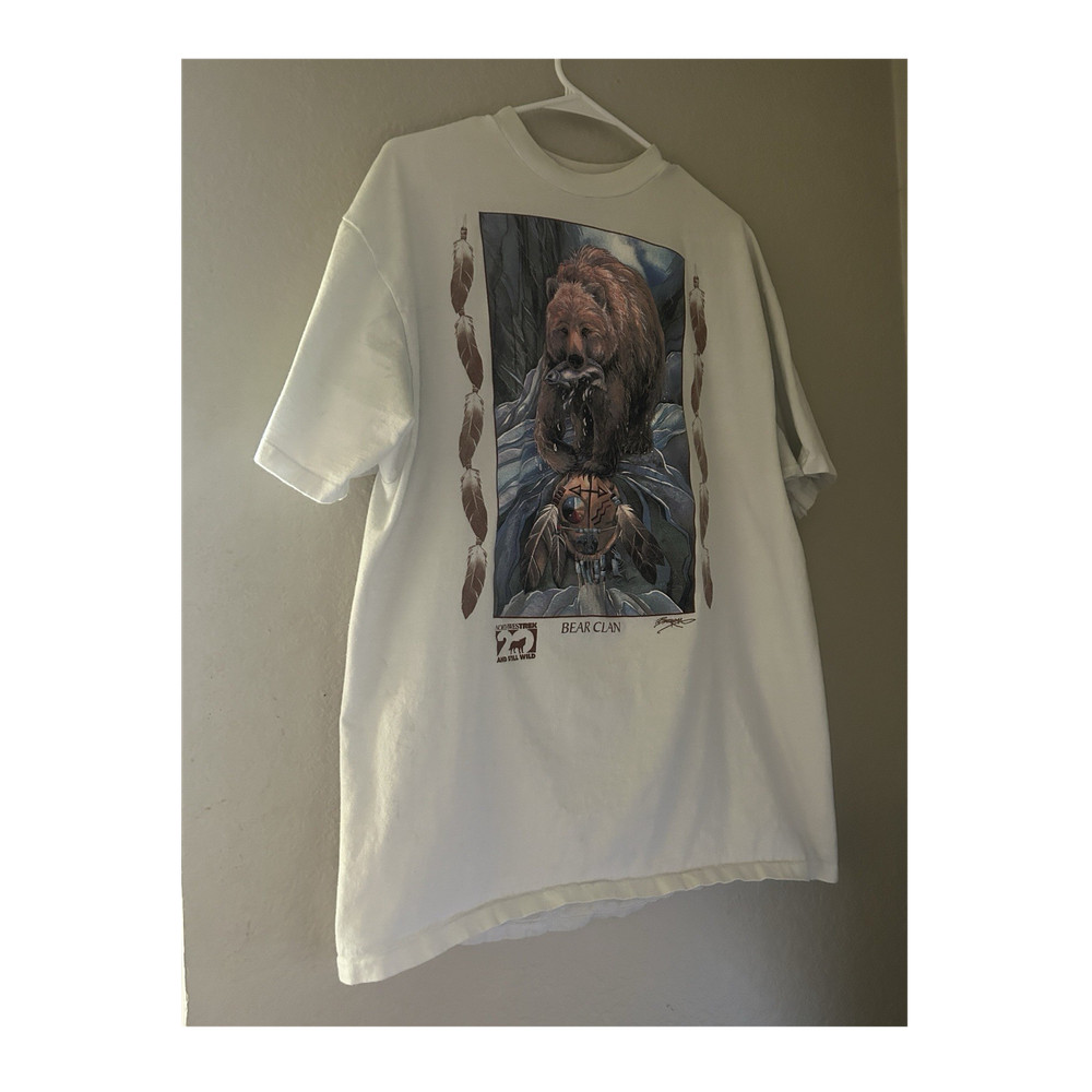 90s single stitch Hanes Beefy-T Graphic Bear White Cotton shirt