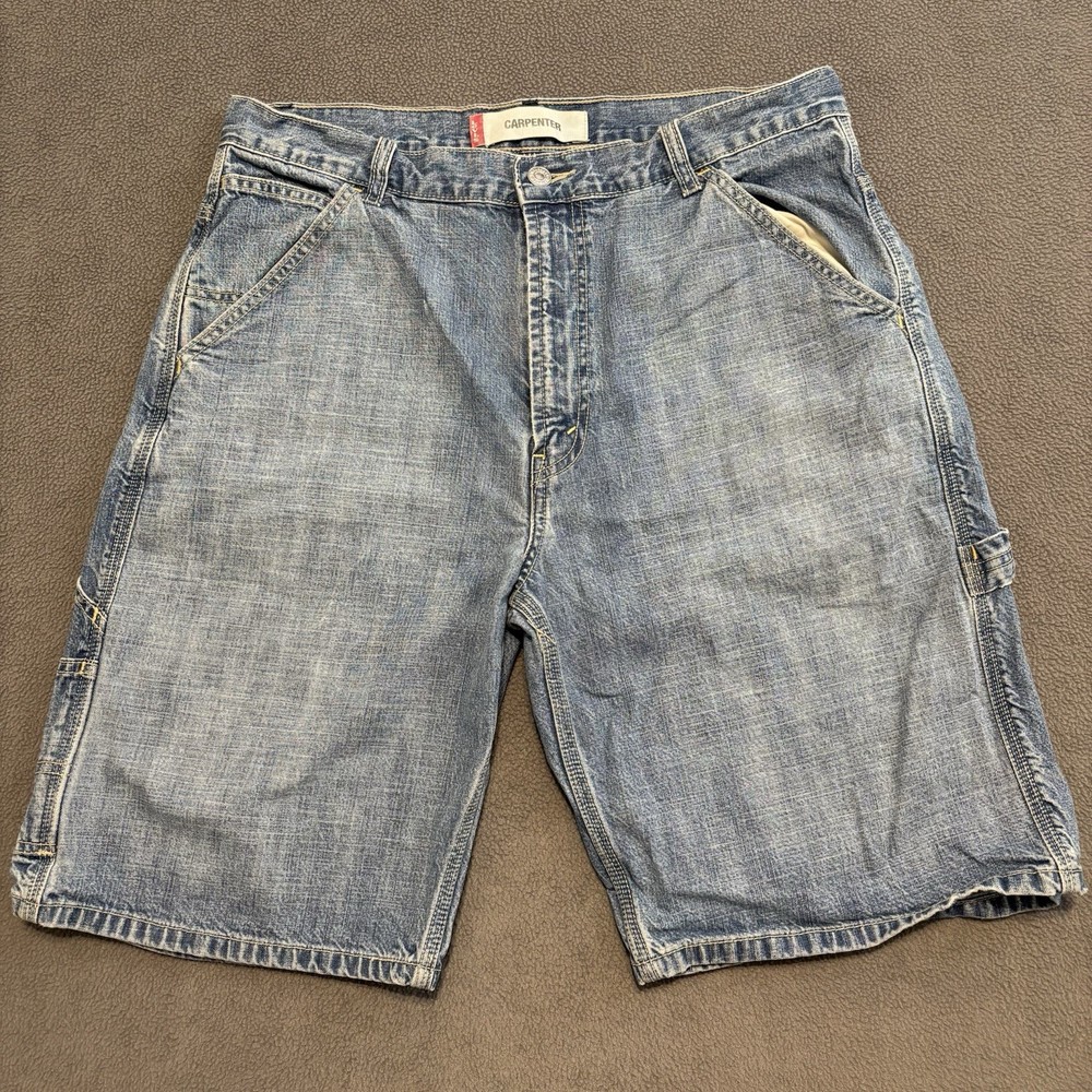 Vintage Levi's Carpenter Jean Shorts Men's Size 34 Black Batwing Tag Skater Y2K