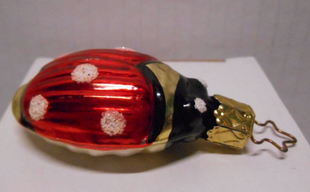 Inge Glas Glass Blown Christmas Ornament Red LADYBUG Made In Germany
