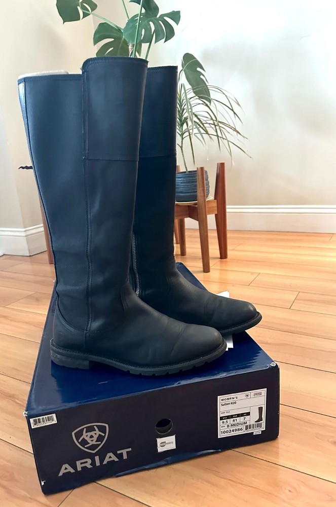 ARIAT Sutton H2O Waterproof Black Leather Boot, Size 9.5 M