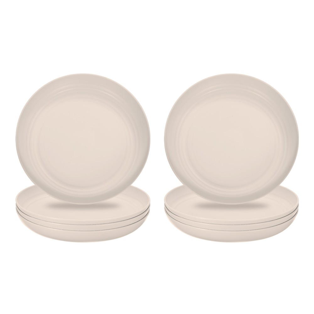 8Pcs Plastic Plates Set 10 Inch Unbreakable Dinner Plates, Ash Grey
