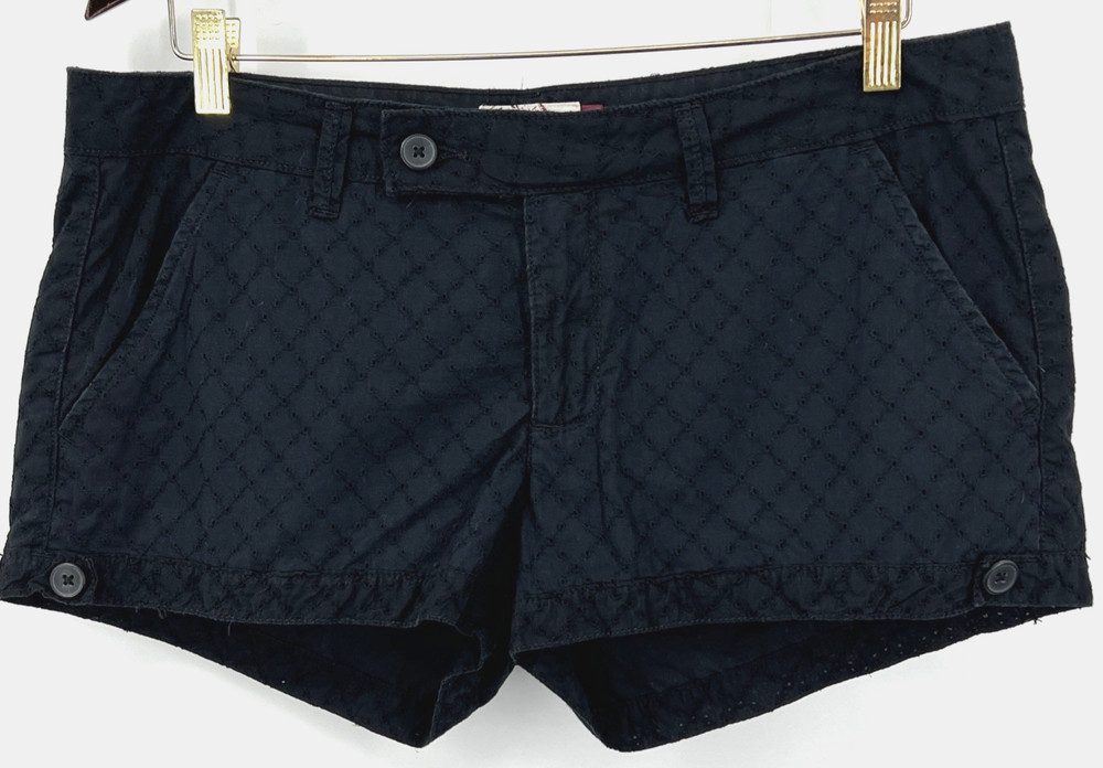 Women's Micro Shorts Black Lace Eyelets Size 13 Cotton Beach Cruise Wear