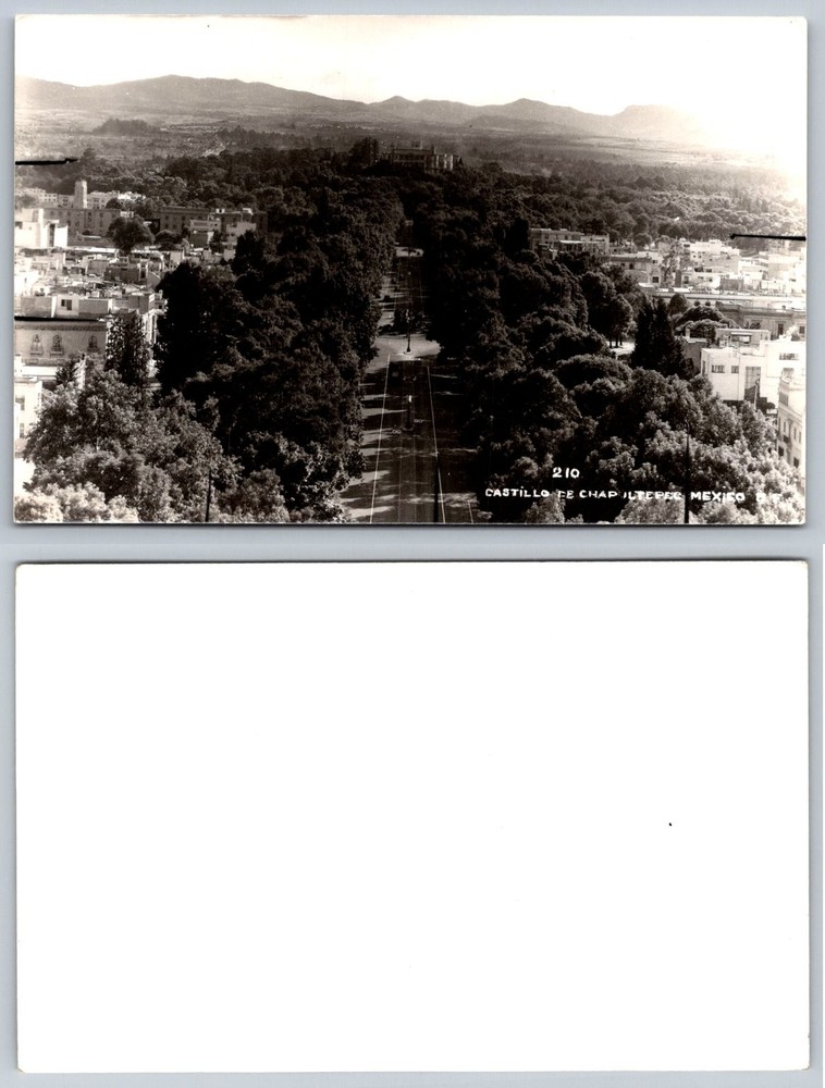 Vintage RPPC Castillo de Chapultepec Mexico City Panoramic View Postcard
