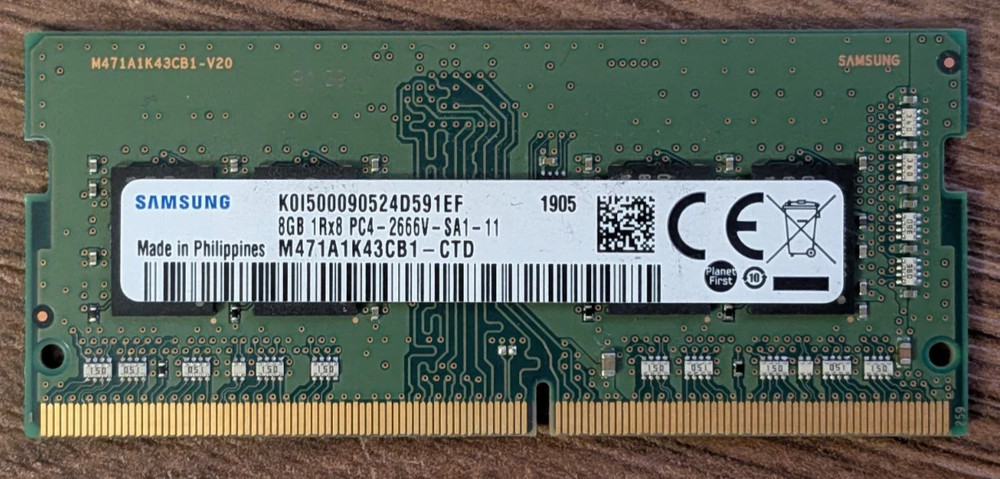 Samsung Laptop SODIMM DDR4 8GB 1Rx8 PC4-2666V-SA1-11 M471A1K43CB1-CTD Tested