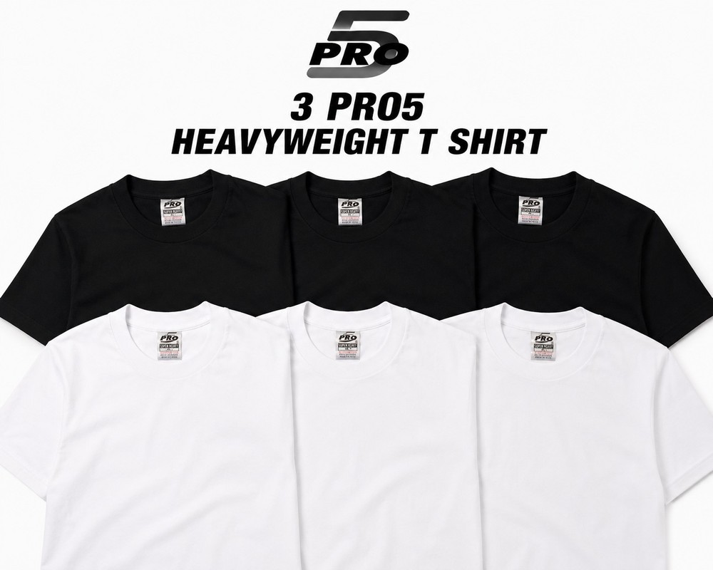 3 Pack Mens Pro5 Short Sleeve Plain T SHIRT Super Heavy Weight S_3xlt