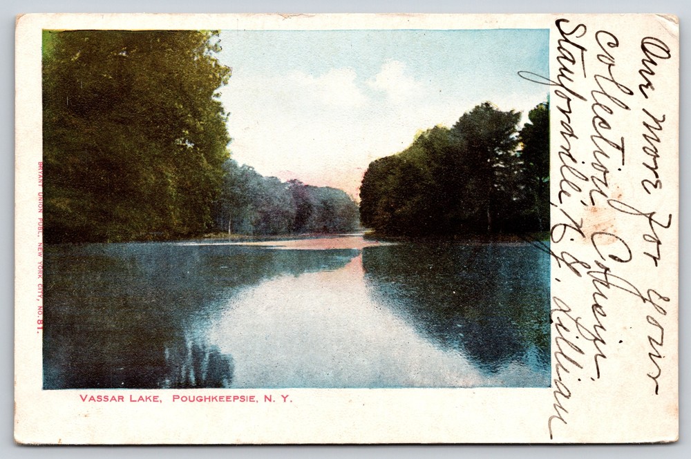 Poughkeepsie New York~Panorama Vassar Lake~Vintage Postcard
