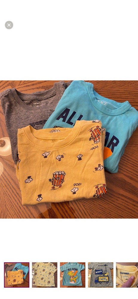 Carter's Place Old Navy Boys 3T T-Shirts Lot Gray Blue Yellow Short Sleeve