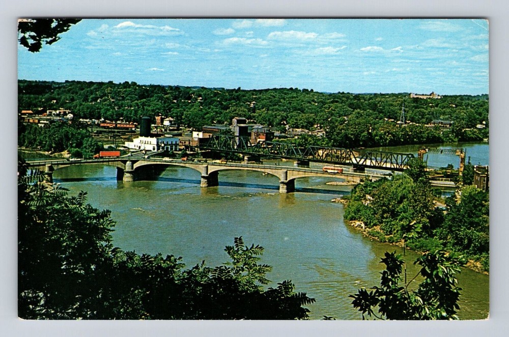 Zanesville OH-Ohio, Famous Y Bridge, Muskingum & Licking Rivers Vintage Postcard