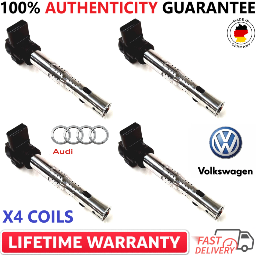 x4 OEM GENUINE VW 07K905715G Ignition Coils For 2005-2015 Volkswagen & Audi