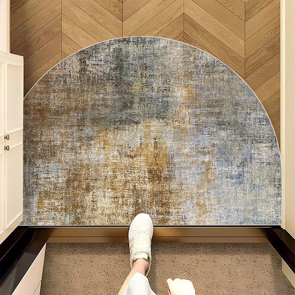 Half Round Non-Slip Doormat Floor Rug Mat Brown Semi Circle Bathroom Floor Ru