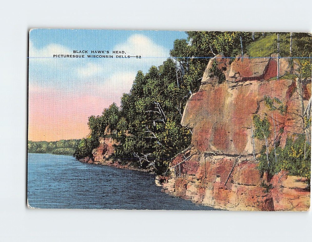 Postcard Black Hawks Head Picturesque Wisconsin Dells Wisconsin USA