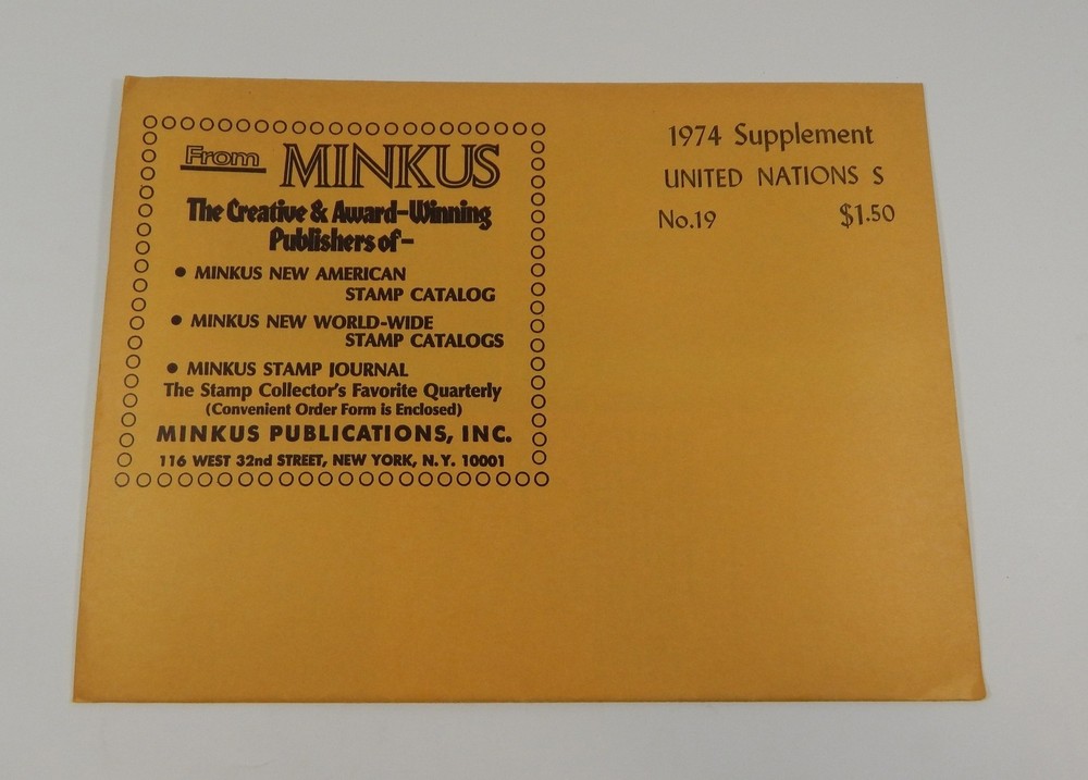 Minkus United Nations No. 19 1974 Supplement Stamp Album Pages