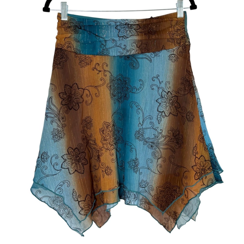 Vtg Y2K Boho Fairy Handkerchief Skirt Sz 14 Festival Art Girl Whimsigoth Goblin