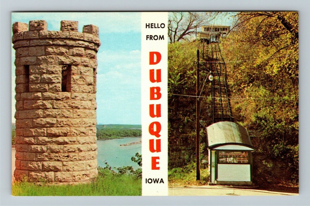 Dubuque IA-Iowa Banner Greetings Vintage Souvenir Postcard