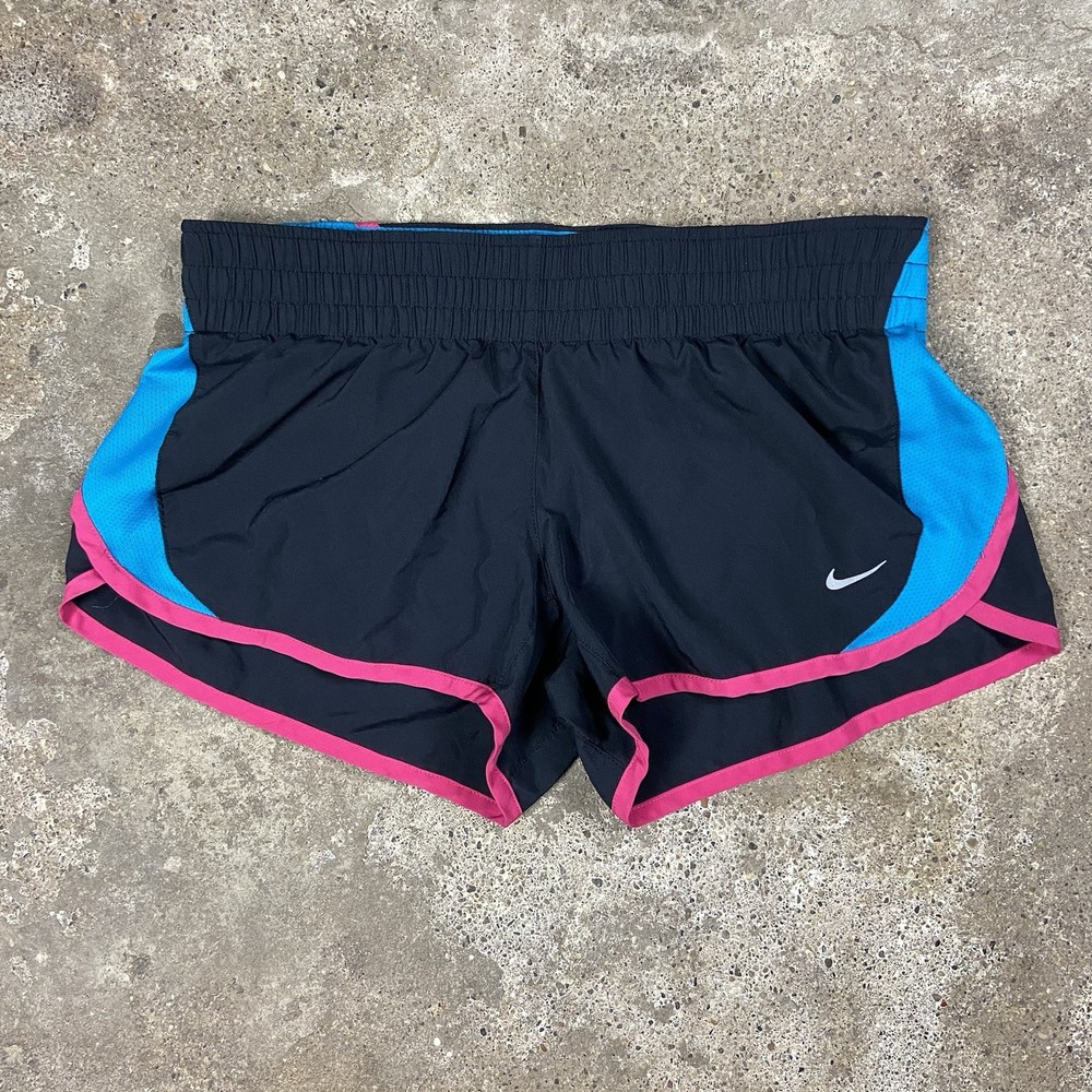 Nike DRI-Fit Running Shorts Women’s Size Small Blue Pink Athletic Swoosh Logo