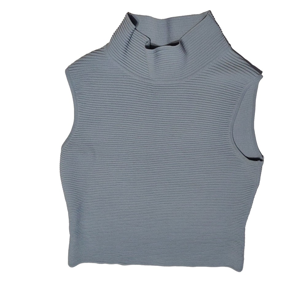 Grace Dane Lewis Slate Light Blue Sleeveless Sweater Top Size Small Petite